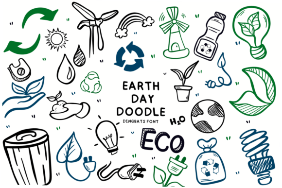 Earth Day Doodle Font for Web Design