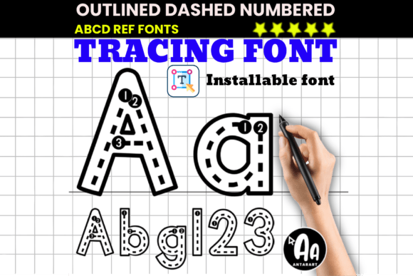 Outlined Dashed Tracing Font for Business